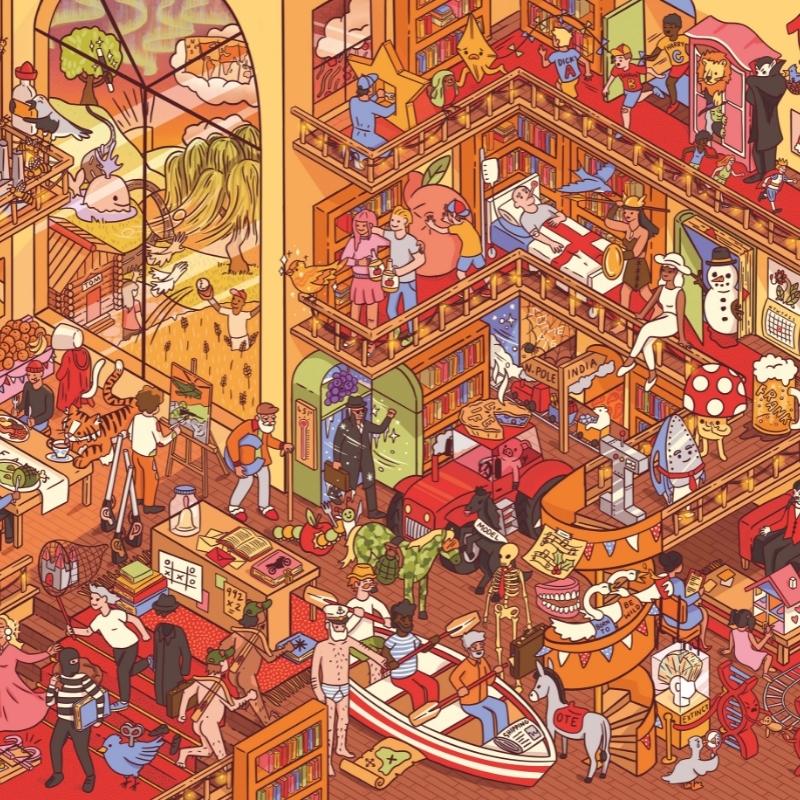 Mayhem in the Library 1000 Piece Jigsaw Puzzle